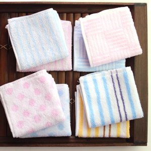 画像1: B品　20cmジャガードタオルハンカチ　色取り混ぜ50枚セット (1)
